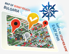 Sunny Beach Map of Renting Apartments and Villas